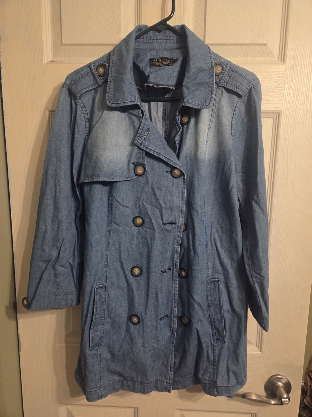 Light Blue Denim Trench Coat